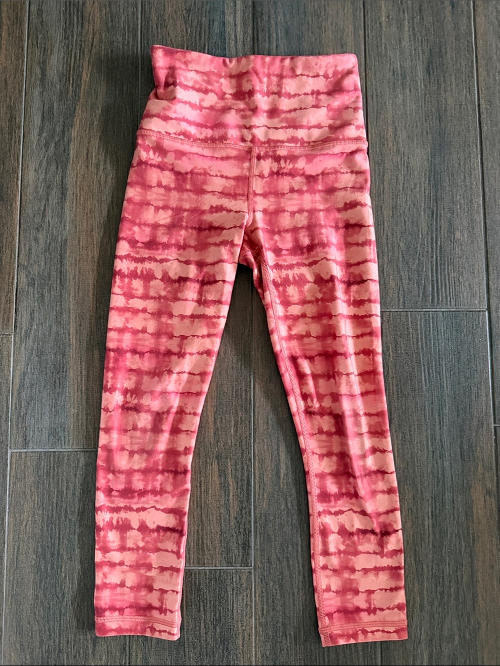 Athleta Coral and Rose Tie-Dye Capri